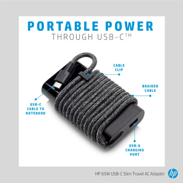 Adaptateur secteur de voyage / chargeur ultraplat HP USB-C 65 W (3PN48AA) – Image 7