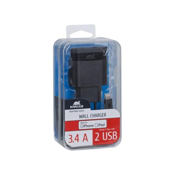 Adaptateur Secteur Mural Rivapower VA4125 - Câble MFi Lightning - 2 x USB - 3,4 A – Image 3