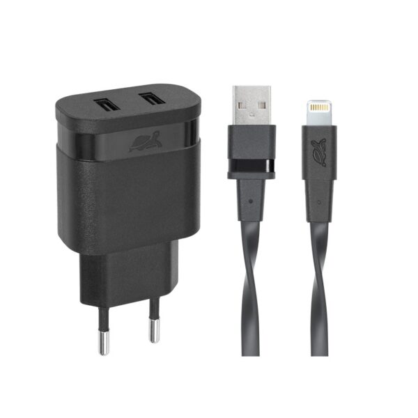 Adaptateur Secteur Mural Rivapower VA4125 - Câble MFi Lightning - 2 x USB - 3,4 A