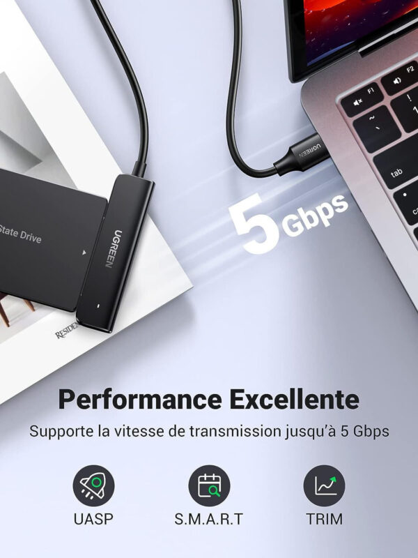 Adaptateur Ugreen Câble SATA USB 3.0 pour SSD et Disques Durs 2,5 Pouces (70609) – Image 2