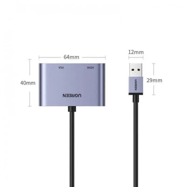 Adaptateur Ugreen USB-A 3.0 Mâle vers HDMI / VGA (20518) – Image 3
