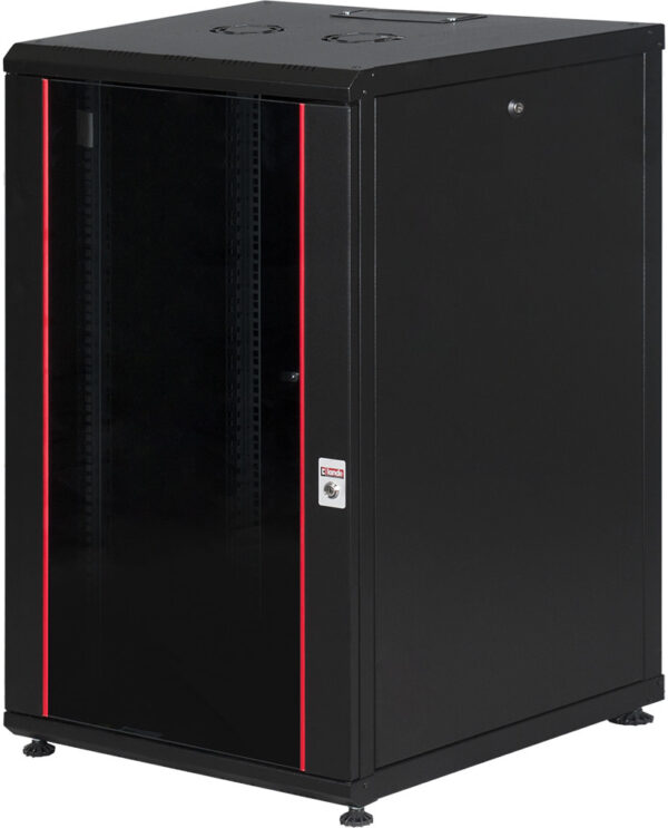 Armoire hyperline Lande 22U 19P 600mm 800mm avec porte avant en verre à ouverture (LN-HL22U6080-BL-B)