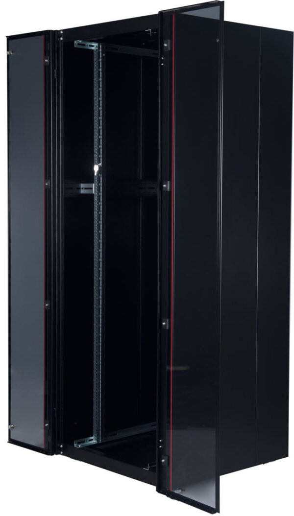 Armoire hyperline Lande 42U 19P 800x1000mm avec porte avant en verre à double ouverture (LN-HL42U8010-BL-B) – Image 2