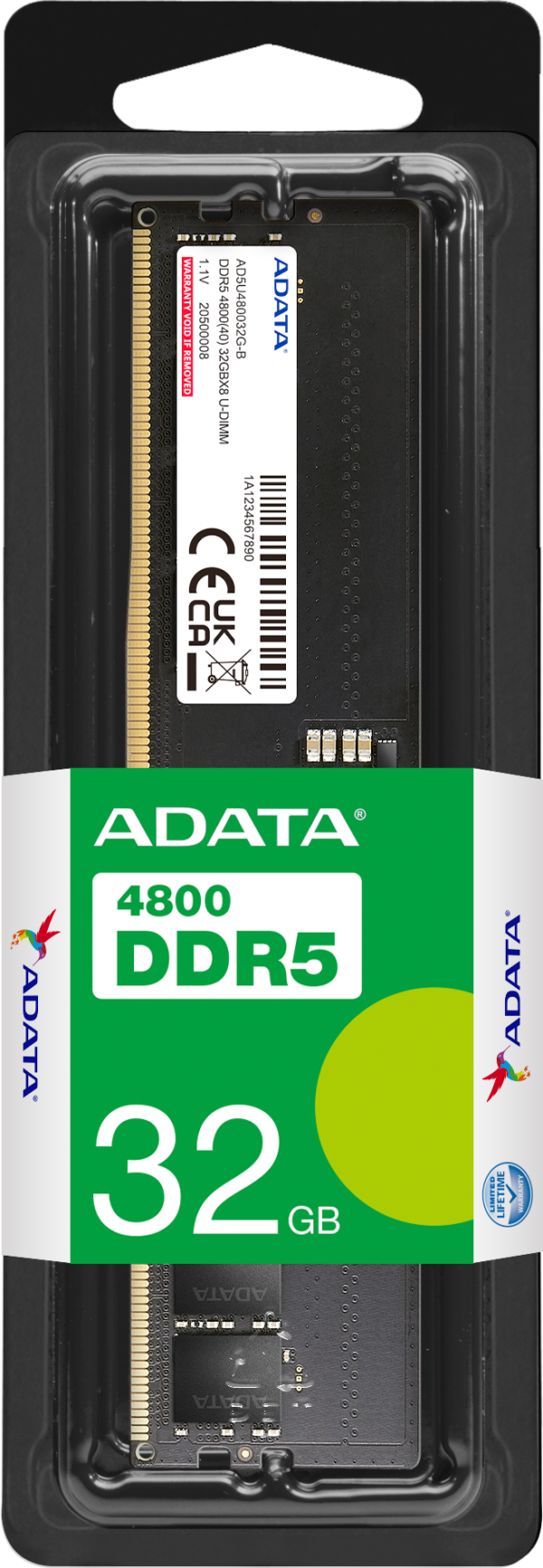 Barrette mémoire ADATA U-DIMM 32GB DDR5-4800 MHz - PC bureau (AD5U480032G-S)