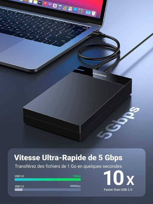 Boitier externe Ugreen USB 3.0 SATA 2.5 et 3.5 HDD/SSD (50422) – Image 2