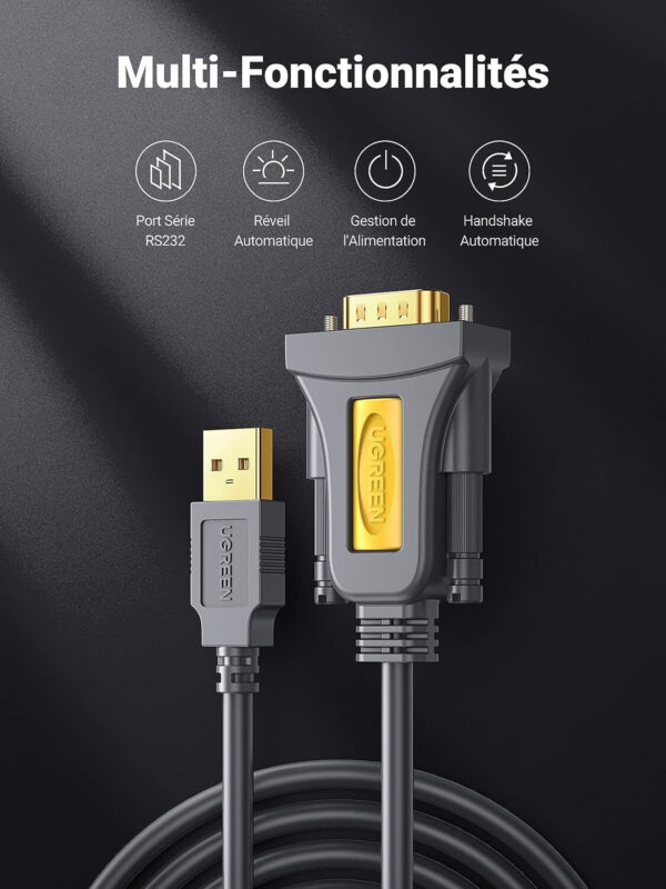 Câble Série Ugreen Câble USB 2.0 vers RS232 DB9 Mâle - 1.5 mètre (20211) – Image 4