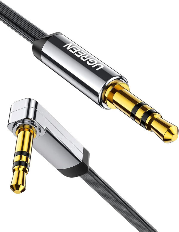 Câble Ugreen audio jack 3.5mm Male vers Male plat à angle Câble - 2 mètres (10599) – Image 2