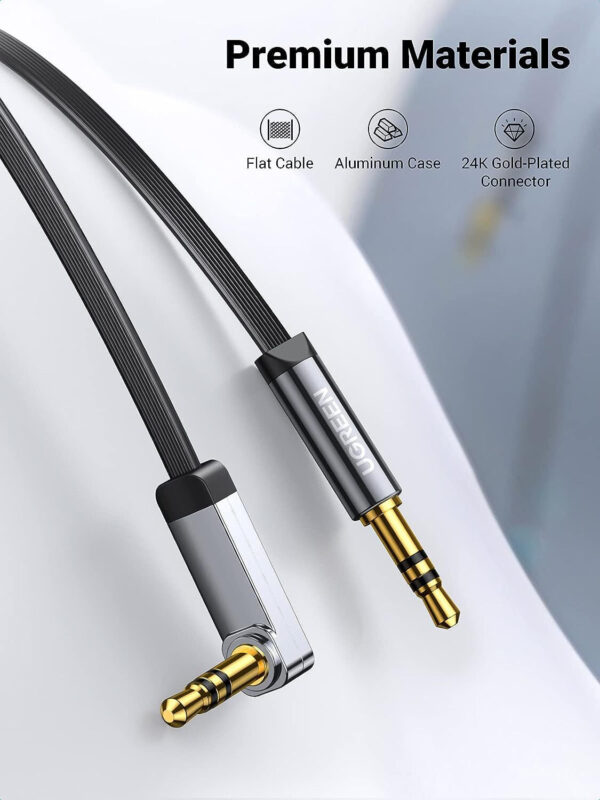 Câble Ugreen audio jack 3.5mm Male vers Male plat à angle Câble - 2 mètres (10599)