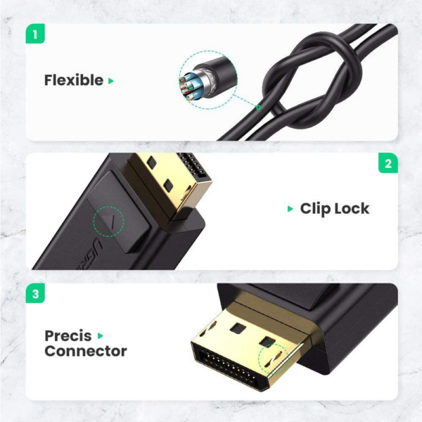 Câble Ugreen Displayport Male vers HDMI Female 4K 30HZ (40363) – Image 3