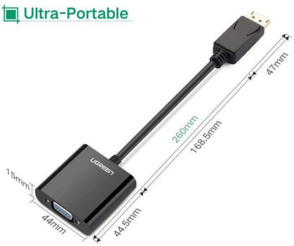 Câble Ugreen DisplayPort Mâle vers VGA Femelle Convertisseur (20415) – Image 3