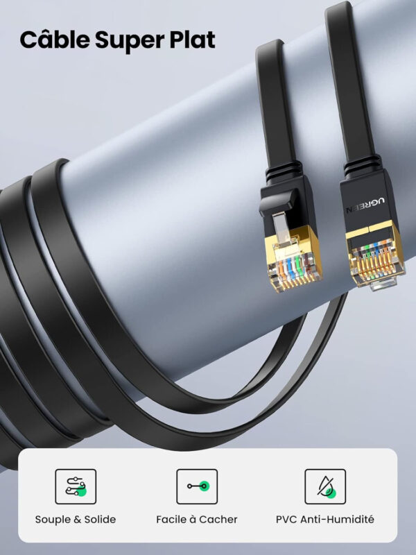 Câble Ugreen Ethernet Flat CAT7 U FTP - 5 mètres (11263) – Image 3