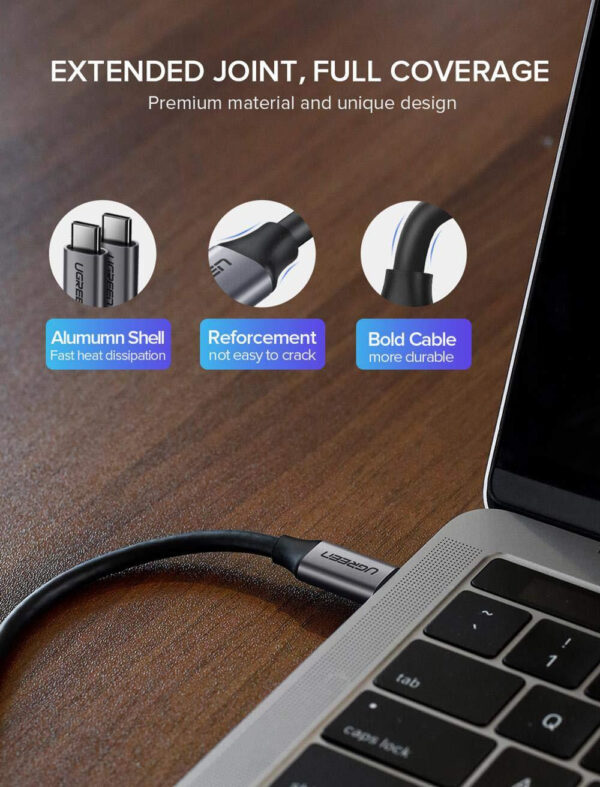Câble Ugreen USB-C 3.1 Mâle vers Mâle - 1.5 mètre (50751) – Image 3