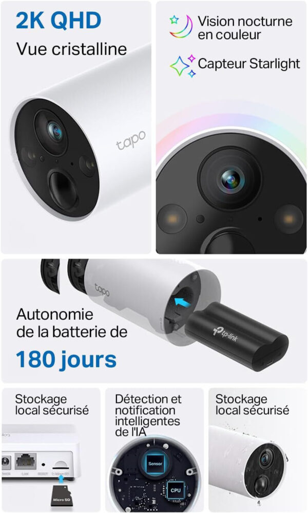 Caméra de sécurité WiFi Tp-Link Tapo C420S1 sur batterie + Hub de connexion (TAPOC420S1) – Image 8