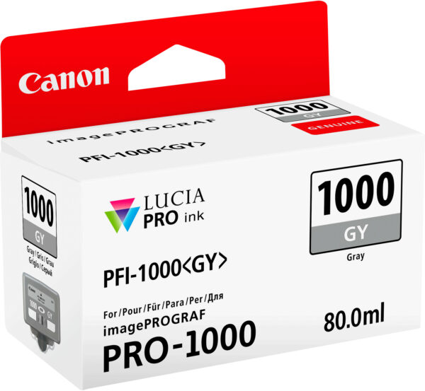 Canon PFI-1000 GY Gris - Cartouche d'encre Canon d'origine (0552C001AA) – Image 2