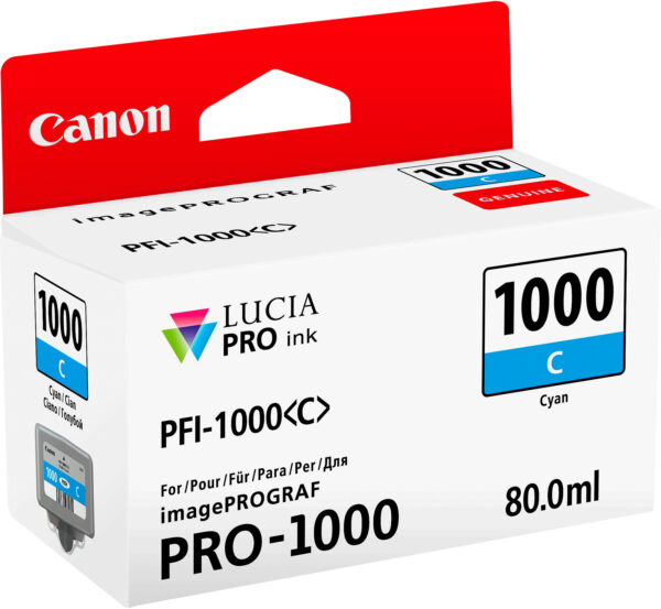 Canon PFI-1000C Cyan - Cartouche d'encre Canon d'origine (0547C001AA) – Image 2