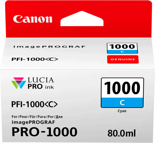 Canon PFI-1000C Cyan - Cartouche d'encre Canon d'origine (0547C001AA) – Image 3