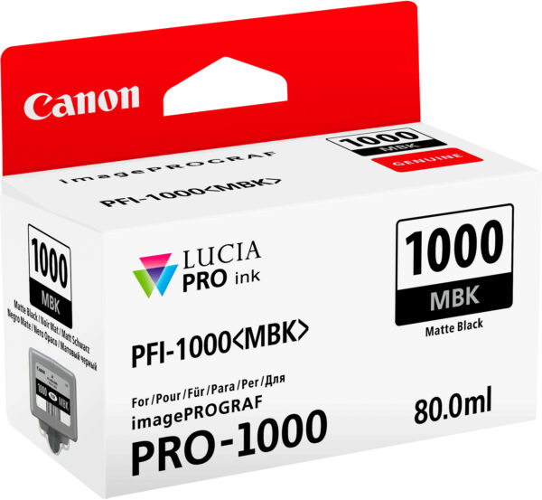 Canon PFI-1000MBK Noire mate - Cartouche d'encre Canon d'origine (0545C001AA) – Image 2