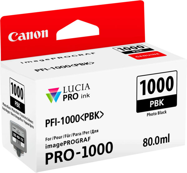Canon PFI-1000PBK Noir photo - Cartouche d'encre Canon d'origine (0546C001AA) – Image 2