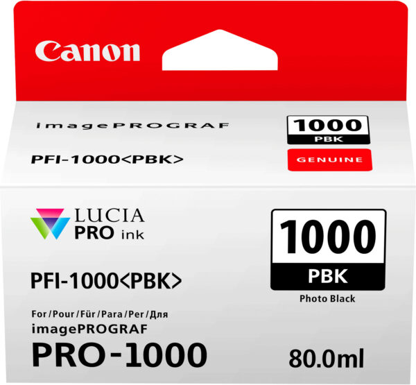 Canon PFI-1000PBK Noir photo - Cartouche d'encre Canon d'origine (0546C001AA)