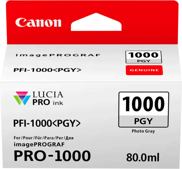 Canon PFI-1000PGY Gris Photo - Cartouche d'encre Canon d'origine (0553C001AA)