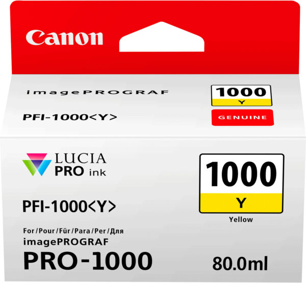 Canon PFI-1000Y Jaune - Cartouche d'encre Canon d'origine (0549C001AA)
