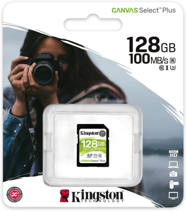 Carte mémoire Kingston Canvas Select Plus 128 Go SDXC UHS-I Classe 10 (SDS2/128GB)