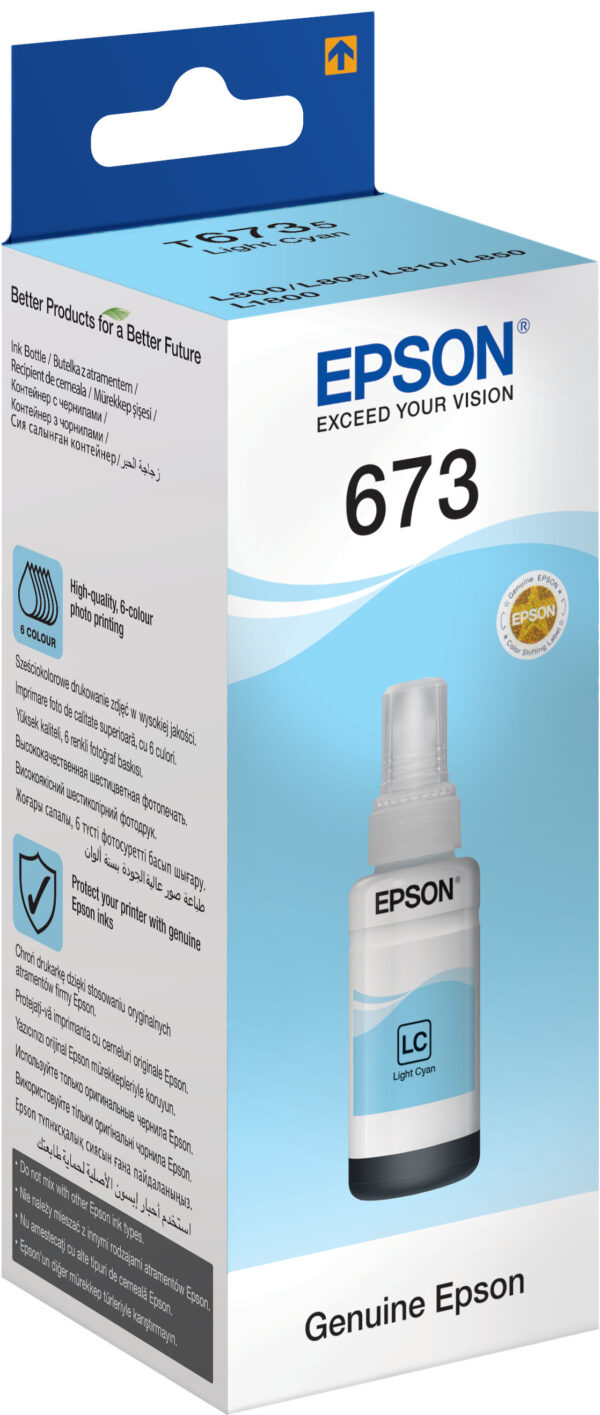Epson 673 LC (T6735) Cyan Clair - Bouteille d'encre Epson d'origine (C13T67354A) – Image 2