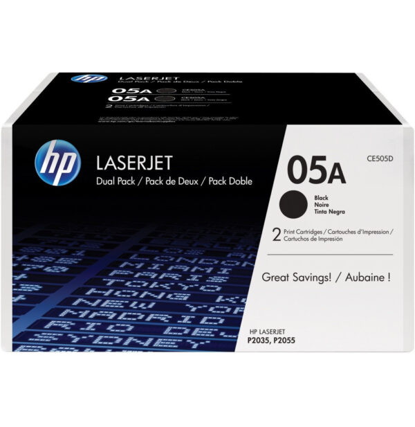 Prix HP 05A Noir (CE505D) - Pack de 2 toners HP LaserJet d'origine -  3708.00 -  3708.00