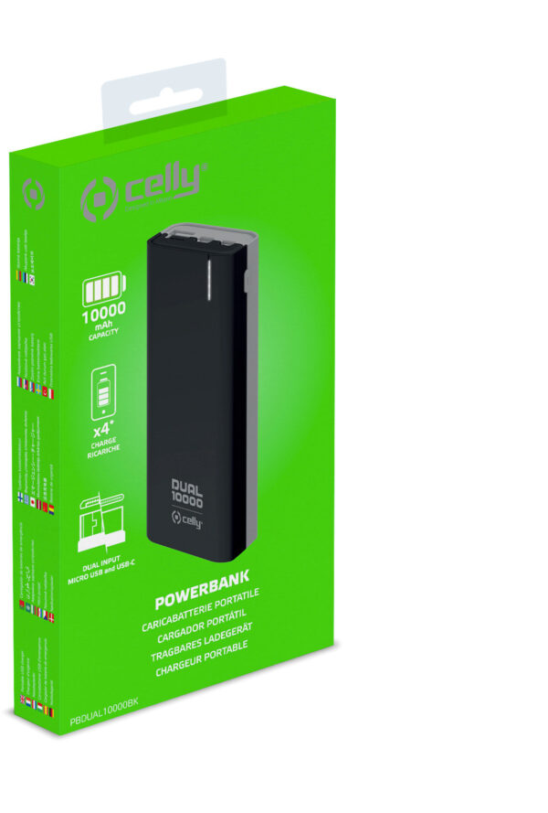 Banque d'alimentation CELLY PBDUAL10000 Noir - POWERBANK DUAL 10000MAH (PBDUAL10000BK) – Image 4