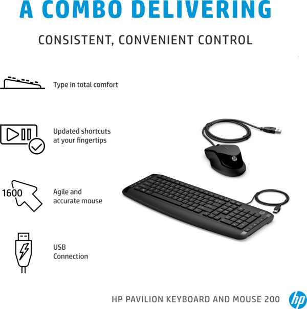 Clavier et souris filaires HP 200 AZERTY (9DF28AA) – Image 3