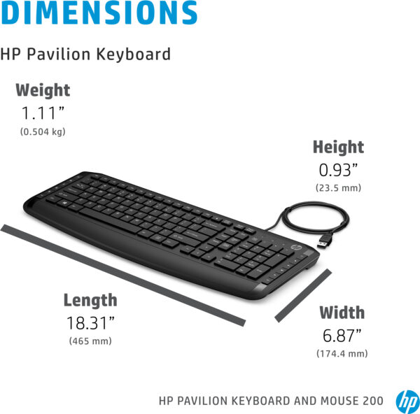 Clavier et souris filaires HP 200 AZERTY (9DF28AA) – Image 5