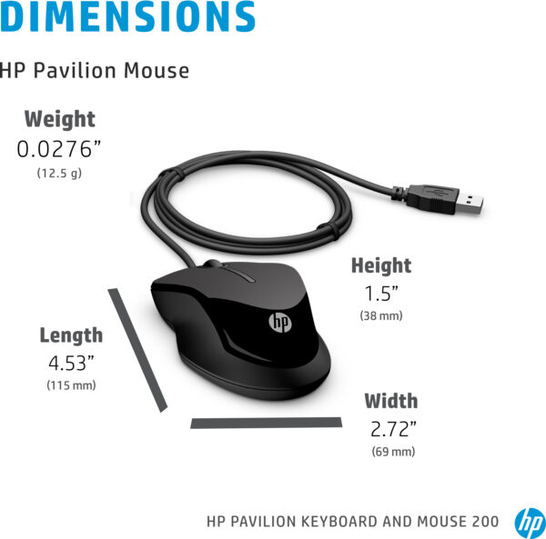 Clavier et souris filaires HP 200 AZERTY (9DF28AA) – Image 6