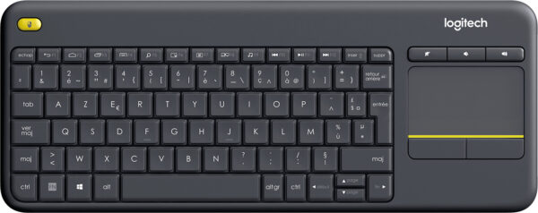 Clavier sans fil avec pavé tactile intégré Logitech Wireless Touch Keyboard K400 Plus Noir (AZERTY, Français)