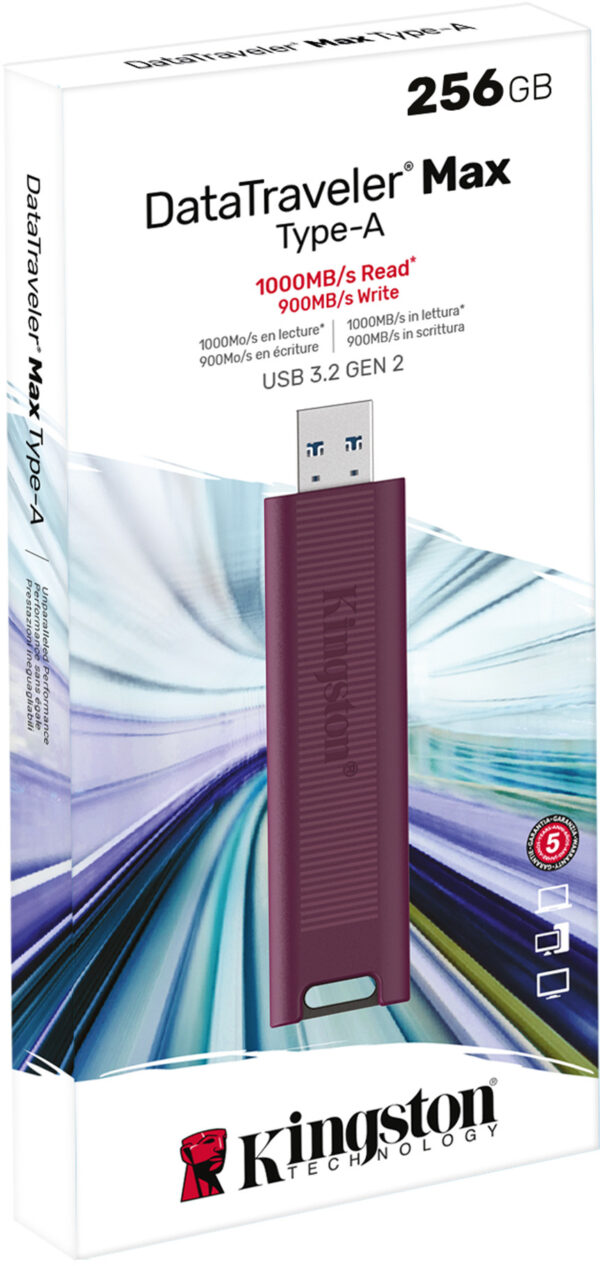 Prix Clé USB Kingston DataTraveler Max Type-A 3.2 Gen 2 (3.1 Gen 2) - Rouge 256 Go (DTMAXA/256GB) -  449.00 -  449.00 – Image 3