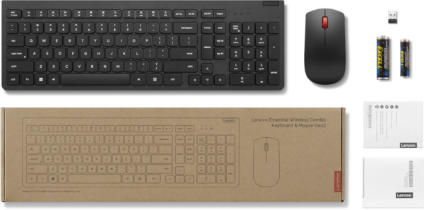 Combiné Lenovo Essential Clavier et Souris sans fil Gen2 - Français (4X31N50719) – Image 7