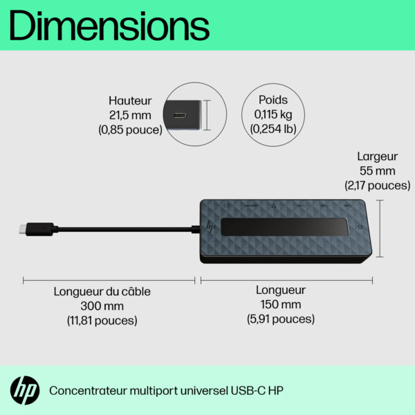 concentrateur multiport hp usb c universel 50h55aa 9