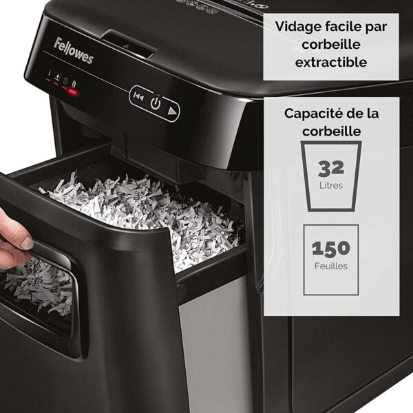 Destructeur de documents Fellowes AutoMax™ 150C Coupe croisée (4680101) – Image 4