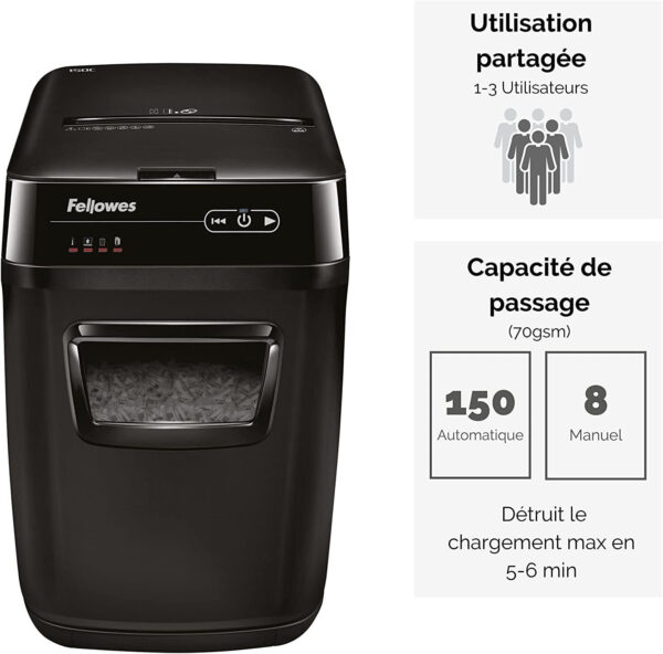 Destructeur de documents Fellowes AutoMax™ 150C Coupe croisée (4680101) – Image 5
