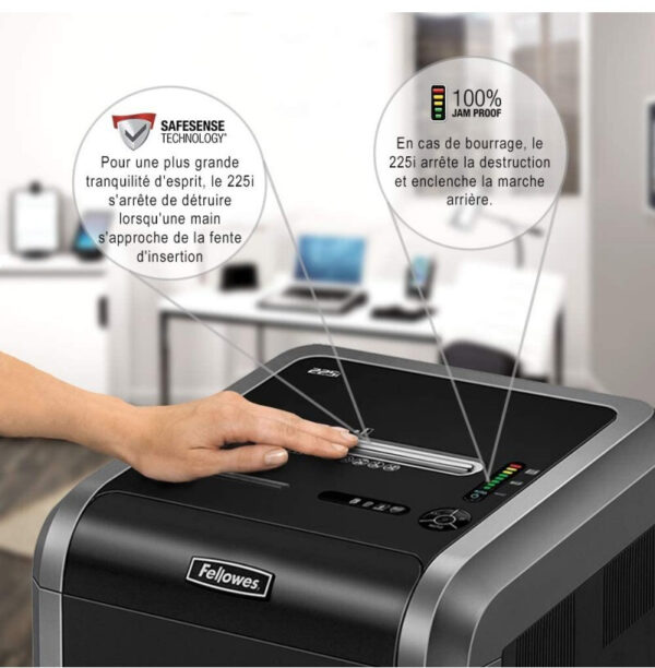 Destructeur Fellowes Powershred 225i Coupe droite (4623001) – Image 3