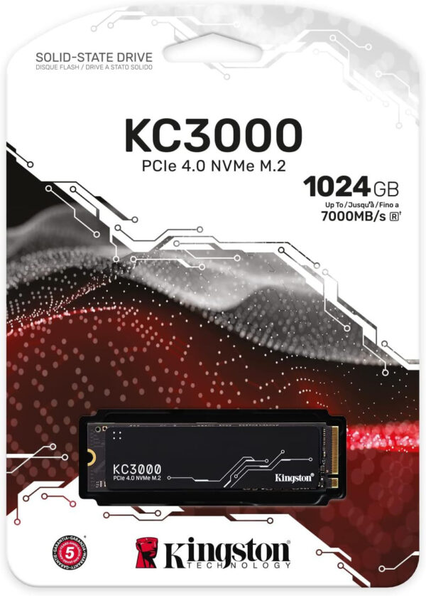 Disque Dur interne SSD Kingston KC3000 M.2 2280 PCIe Gen4 x4 NVMe 3D TLC 1024 Go (SKC3000S/1024G)