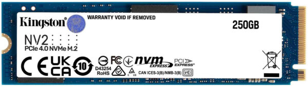 Disque Dur interne SSD Kingston NV2 M.2 2280 PCIe Gen4 x4 NVMe 250 Go (SNV2S/250G)