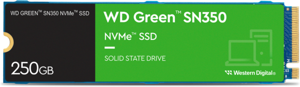 Disque dur interne SSD WD Green SN350 M.2 2280 PCIe Gen3 x4 NVMe 250 Go (WDS250G2G0C)
