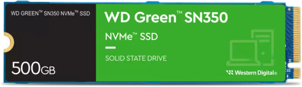 Disque dur interne SSD WD Green SN350 M.2 2280 PCIe Gen3 x4 3D NAND NVMe 480 Go (WDS480G2G0C-00AJM0)