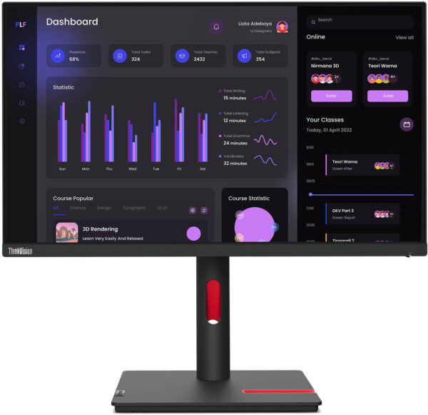 Écran 23,8" Full HD Lenovo ThinkVision T24i-30 (63CFMATXEU) – Image 3