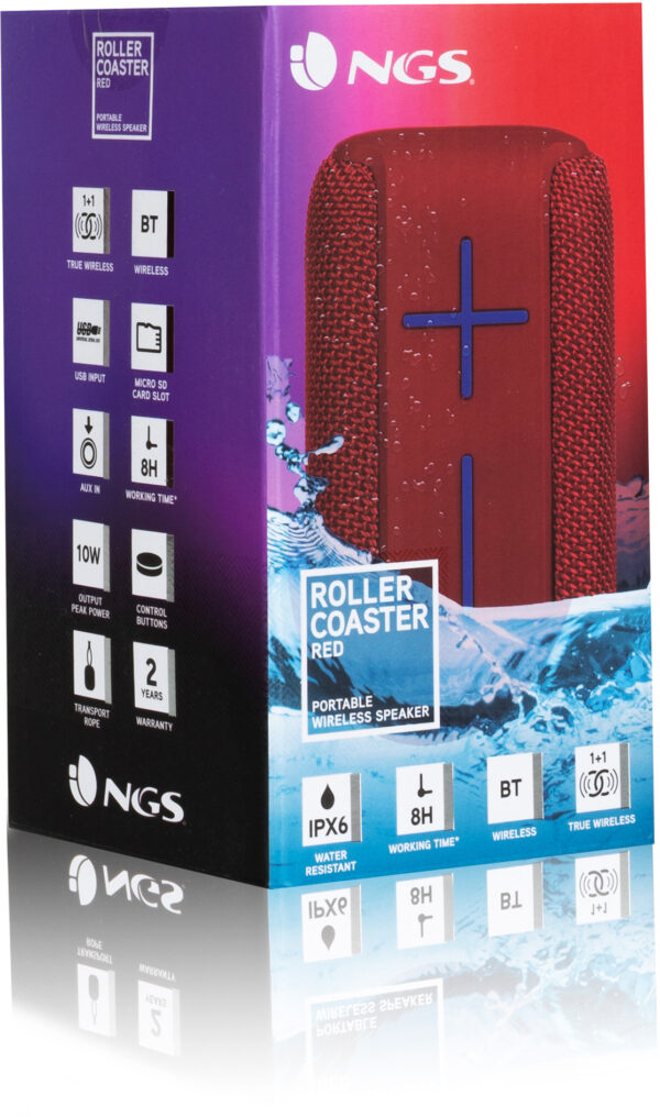 Prix Enceinte Waterproof NGS Roller Coaster Rouge 10W (ROLLERCOASTERRED) -  277.00 -  277.00 – Image 7