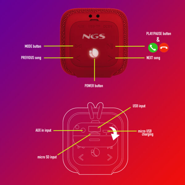 Prix Enceinte Waterproof NGS Roller Coaster Rouge 10W (ROLLERCOASTERRED) -  277.00 -  277.00 – Image 10
