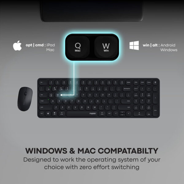 Ensemble sans fil souris + clavier Rapoo 9320M (AZERTY Français) – Image 3