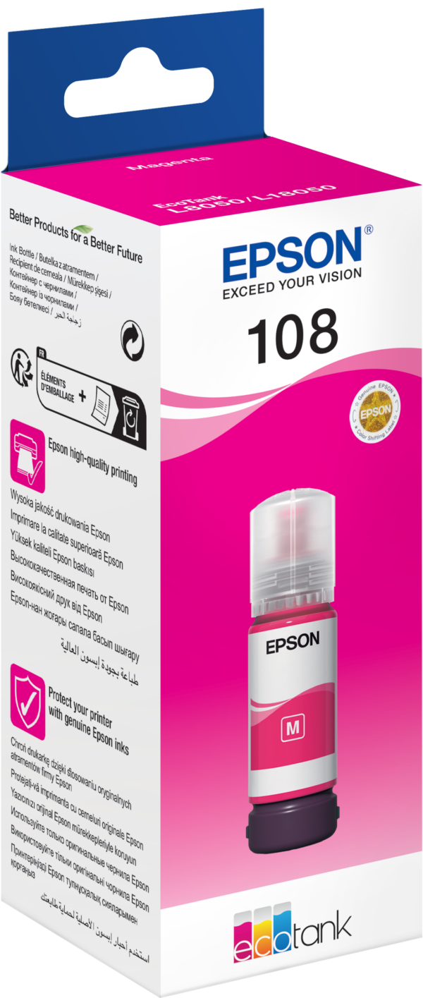 Epson 108 Magenta - Bouteille d'encre Epson EcoTank d'origine (C13T09C34A) – Image 3