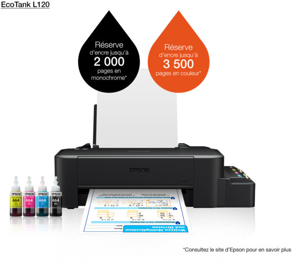 Prix Epson EcoTank L120 Imprimante à réservoirs rechargeables (C11CD76411) -  - 