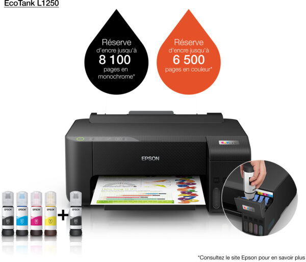 Prix Epson EcoTank L1250 Imprimante à réservoirs rechargeables (C11CJ71403) -  2556.00 -  2556.00